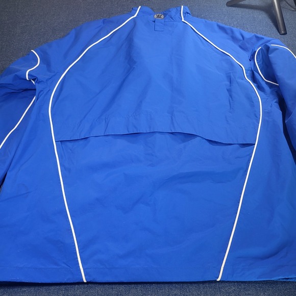 Warrior Sports Mens XL Royal Blue Windbreaker Full Zip Mesh Lined Jacket Piping - Picture 12 of 14